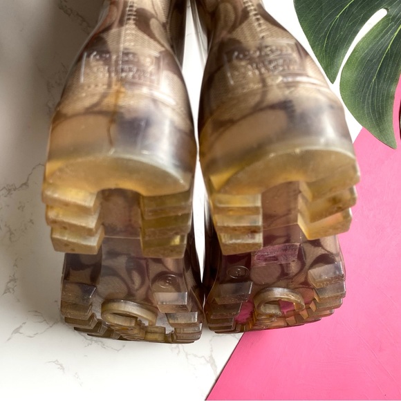 Coach Pixy Monogram Logo Rubber Rain Boots 8 - Picture 3 of 7